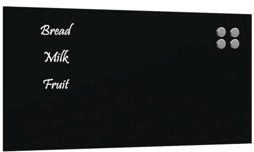 vidaXL Magnettafel Wandmontage Schwarz 80x40 cm Hartglas, Glastafel, Wand Magnettafel, magnetische Kreidetafel, magnetische Tafel, Schreibtafel