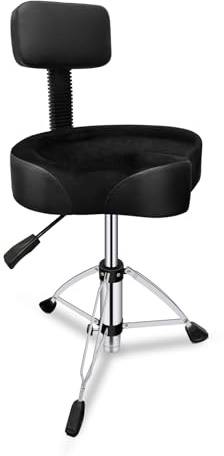 ExGizmo Drum Throne with Backrest,Height Adjustable Airlift Drum Stool,Heavy Duty Drum Seat with Strong Adjustable Double Braced Legs, Comfortable Thicken Drum Stool for Adult Drummers Beginner