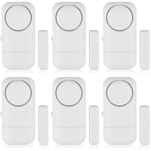 6PCS Fenstersicherung Einbruchschutz, Selbstklebend Fensteralarm Einbruchschutz 120db Mit Wireless Magnetsensor, Für Home Security Einbruchschutz Türalarmsensor, Für Schränke, Wohnungen Und Büro