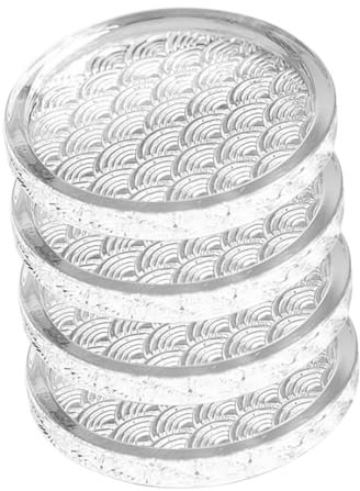 Zerodeko 4 pezzi Sottobicchieri Vetro Trasparente Set per Decorazione Protezione Superficie e Uso per Tè e Bevande Cucina o Bar