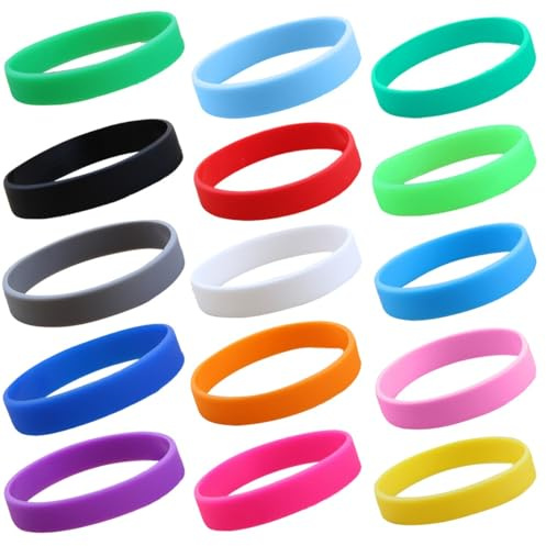 XENQITO 15 braccialetti in silicone unisex, Braccialetti Silicone Bracciale Gomma Tinta Bracciale in Gomma, Braccialetti colorati per il fitness, la corsa, lo sport, le feste