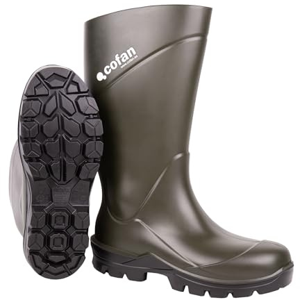 Cofan Botas de agua de PU y Elastopan verdes, Talla desde la 36 a la 49, Resistentes al frío,resistentes, (Verde, Mediano, Sistema tallas calzado EU, Adulto, Hombre, Números, mediano, 49)