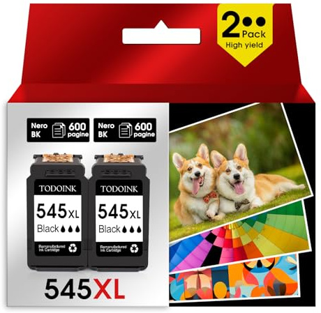 TODOINK 545XL Cartucce Cartucce d'inchiostro Sostituzione per Canon 545 XL PG 545 PG-545 XL Multipack per MX490 MX495 MG2550s MG2550 TS3150 TS3151 TS3350 TR4550 TR4551 (2nero)