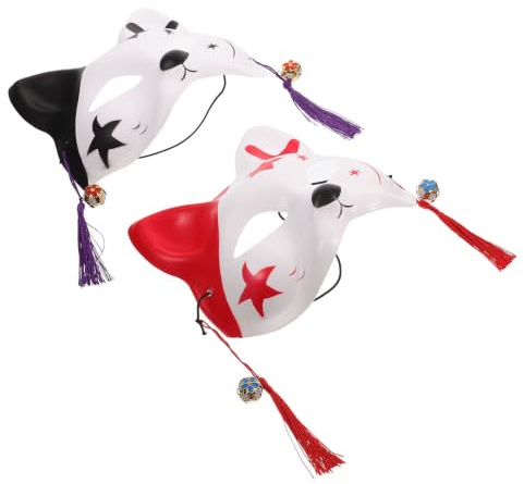 Toddmomy Masque Renard Animé 2pcs en Pvc Léger Multifonction pour Festivals et Clubs, Demi-masque Animal Délicat au Design Chic et Style Japonerie