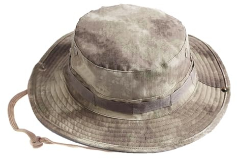 QMFIVE Tactical Boonie Hat, Sombrero Redondeado de Camuflaje Pescador Sun Protection Cap para Outdoor Climb Camping(ATAC)