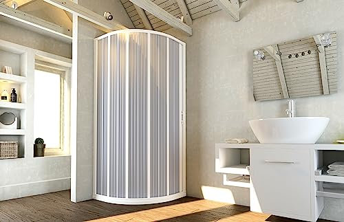 Forte BXF140001 Cabina de Ducha Flex plegable semicircular de Resina PVC, antical, reducible, Resistente a los Golpes, Kit Completo, 90 L x 90 P x 185 H, Color Blanco