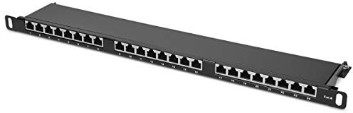 kwmobile 24 Port 0,5HE Patchpanel Cat6 Verteiler - 19 Patchfeld geschirmt Cat 6 Kabel mit Erdungskabel - mit Montagezubehör für Schrankeinbau