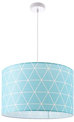 Paco Home Lámpara De Techo Luminaria De Suspensión Salón Dormitorio Colgante Comedor Mesa Comedor Escandinava Motivo Rombos E27, Tipo de lámpara: Lámpara colgante - Blanco, Color/Tamaño:Azul (Ø38cm)