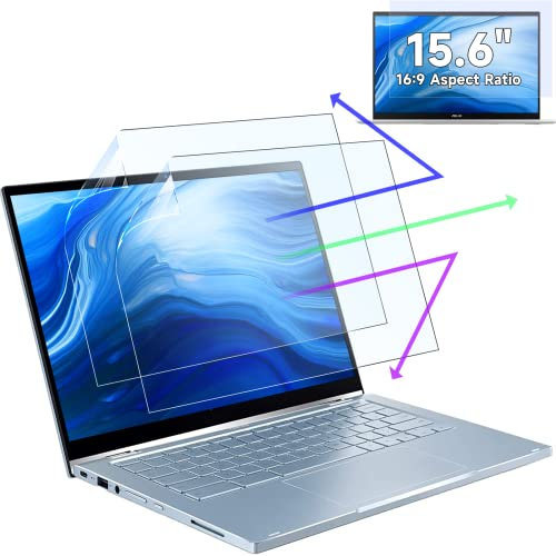 2 Stück Blaulichtfilter Displayschutzfolie für 15.6 Zoll 16:9-Seitenverhältnis Laptop Bildschirm, Anti Blendschutz Augenschutz Schild Blocker, HD Blasenfreier UV-blockierender Computer Schutzfolie