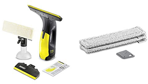Kärcher WV 2 Premium Black Edition - Nettoyeur de vitres - Nettoyage rapide & Bonnettes microfibre pour vitres extérieures + grattoir accessoires pour nettoyeurs de vitres