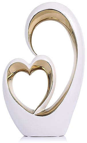 oliruim keramisk hemskulptur hjärtformad staty (B-vitt guld)