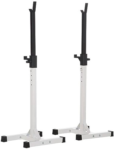 HOMCOM 2er-Set Hantelständer, Höhenverstellbare Langhantelablage, Langhantel, Hantelablage mit Gummi-Fußkappen, Krafttraining, Stahl, 105-160 cm, bis 150 kg
