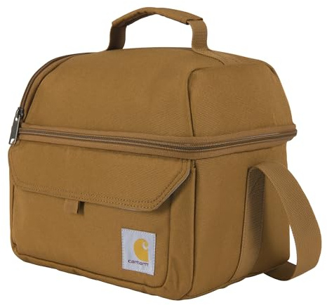 Carhartt Lunch Box 12 Cans Two Compartment | Durable Fully Insulated Lunch Bag for Men & Women - Large Lunch Box (Brown Carhartt )