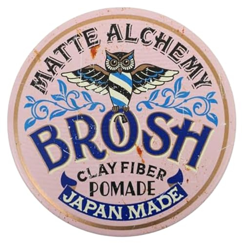 BROSH Pomade aus Tonfaser mit mittlerem Halt und mattem Finish, leichte Paste, zum Kämmen auf Wasserbasis, für Männer, 113 g, Rosa