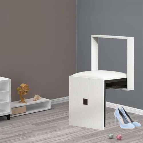 LSHFYV Folding Wall Mounted Shoe Changing Stool, Wall Mounted Folding Entryway Stool, Foldable Shower Bench Invisible Shoe Changing Stool for Entrance Hall Restroom Living Room, Space Saving,D