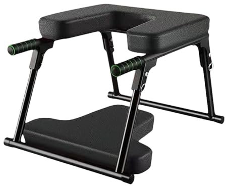 Amagogo Yoga Headstand Bench Yoga Headstand Stool Workout Fitness Gym Multifunctional Core Strength Building Home Inversion Chair, black with mat