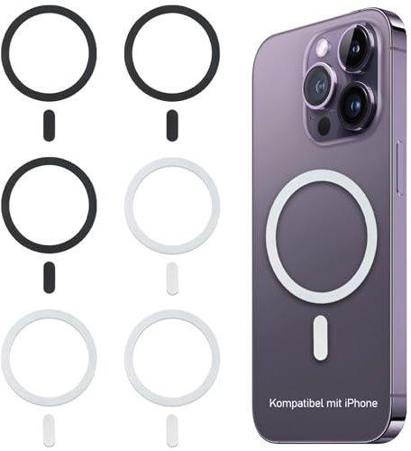 Kit de Conversión con Anillo Magnético - 6 Unidades Adaptador de Carga Inalámbrica para Teléfono Móvil Compatible con iPhone