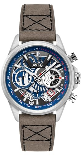 AVI-8 Hawker Harrier Matador Montre pilote à quartz japonais avec bracelet en cuir véritable pour homme 45 mm AV-4065/AV-4025
