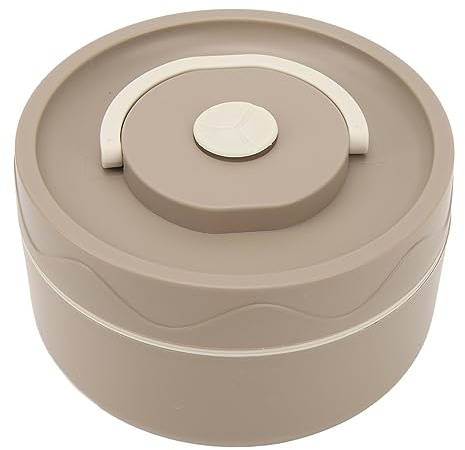 ZJchao Récipient à Déjeuner Chaud pour Aliments, Acier Inoxydable 304 Plastique Récipients à Déjeuner Thermiques Assiettes Thermiques Rondes Boîte à Déjeuner Isolée (Style isolé, café foncé)