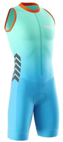 VOXCAUTQ Herren ärmelloser Triathlon-Anzug – Atmungsaktives Lycra Trikot verwendet für Schwimmen, Radfahren & Laufen | Feuchtigkeitsableitend & hoch elastisch (2,L)