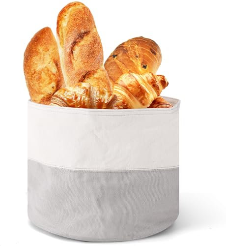 UNISOPH Panera de tela, cesta para panecillos, bolsa de pan, 100% algodón, cesta de almacenamiento, reutilizable, para guardar pan, verduras, frutas (25 x 22,5 cm)