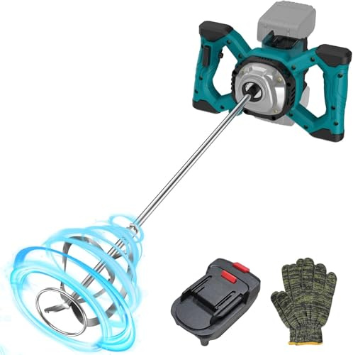 IMAYCC Mörtelrührer, Zementmischer ohne Kabel für MAKITA & DEWALT Akkus, Tragbarer Betonmischer, 21V 6-Gang Mischbohrer, 1000W Bohr- und Mischgerät für Schlamm, Mörtel, Fugenmörtel, usw. (ohne Akku)