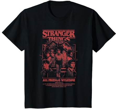 Stranger Things Mindflayer Group Horror Movie Poster Maglietta, Bambini, Nero, 12 Anni