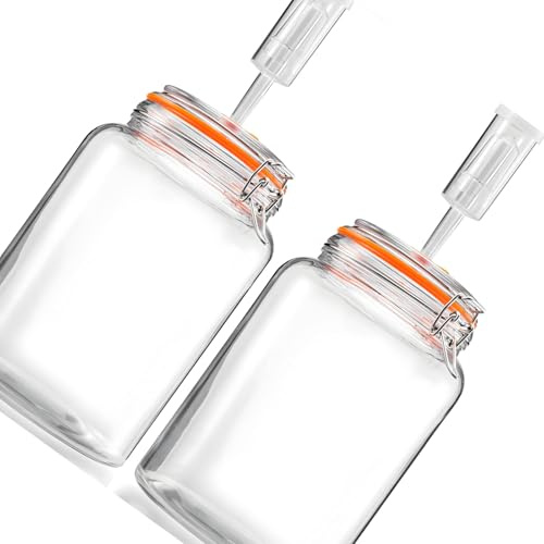 YIZITU Confezione da 2 Grandi Bottiglie fermentazione in Vetro da 2 Litri con Chiusura a Chiusura ermetica per crauti sottaceto Fatti in casa Kombucha e Barattolo decapaggio per Alimenti fermentati
