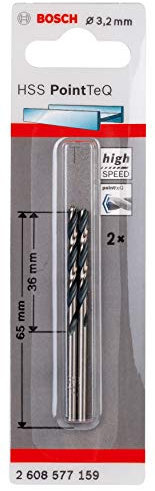 Bosch Professional 2-Piece PointTeQ HSS Twist Drill Bit (for Metal, 3.2 x 36 x 65 mm, Accessories for Drill Driver)