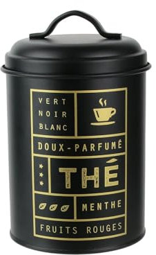 COOK CONCEPT LA Boite A - BT6668 - Boite Rangement The Cuisine Metal Message Noir Mat, Art de la Table - 12 x 18.50 cm