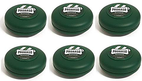 6x PRORASO RASIERSEIFE 75 ml TIEGEL MIT EUKALYPTUSÖL UND MENTHOL italien