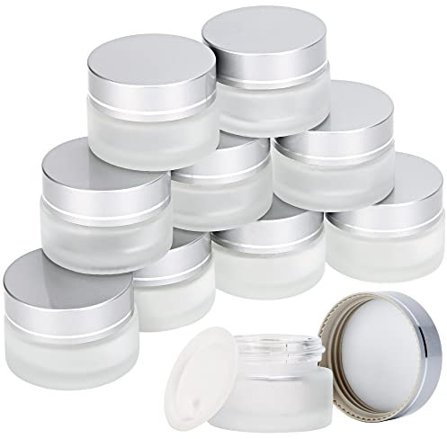 Heveer Glas Cremedose 20ml Döschen Leerdose Kosmetikbehälter mit Schraubverschluss für Cremes Lotion Kosmetik Reise Silber 9 Stück