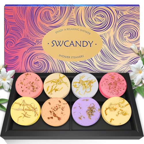 Shower Steamers Aromatherapy SWCANDY 8 Pack Mothers Day Gifts for Mom - Wife, Daughter, Grandma, Women, Sister and Teen Girls Natural Essential Oils Home Spa Self Care Stress Relief Relaxation