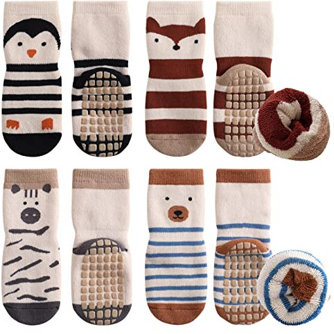 Simpeak Socken Baby, ABS Socken Baby Anti Rutsch, Rutschfeste Babysocken Junge Mädchen, Stoppersocken Baby 12-36 Monate, Dicker Herbstwinter, M