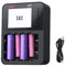 LIMETA Chargeur de batterie intelligent pour piles AA/AAA, 6 emplacements avec écran LCD HD, chargeur rapide pour batterie 18650, sortie Type-C QC3.0, fonction de charge et de décharge Cyclic