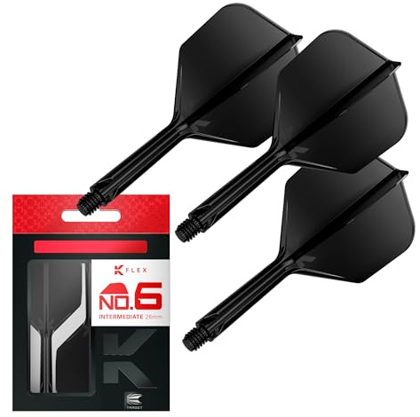 Target Darts K Flex Integrated Dart Flights And Shafts, No.6 Black (Intermediate) | Pack Of 3 K-Flex - No6, Kflex All In One Moulded Dart Flight & Stem | Professional Dart Accessories