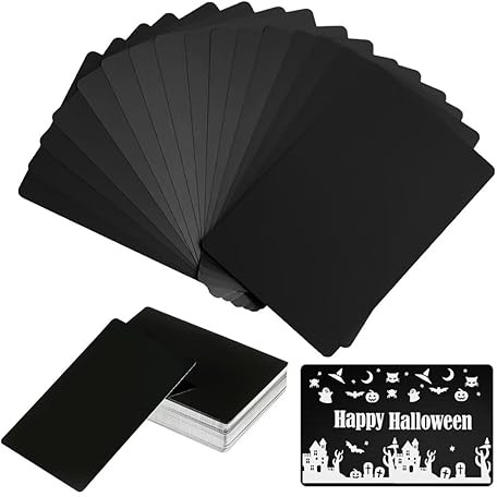 FONLAND 50 st/set 0,4 mm tjocklek aluminium metall visitkort gör-det-själv graveringskort hem kontor tillbehör aluminium tomma laser ämnen för gravering (matt svart)