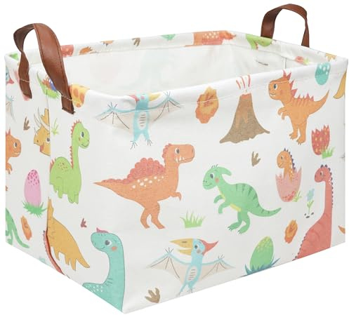 FXOCSHE Rectangular Easter Dinosaur Basket,Waterproof kids toy storage box bedroom,Dinosaur Storage Box,kids laundry Basket,Easter Room Decor,Nursery Hamper,Gift Baskets(Dinosaur)