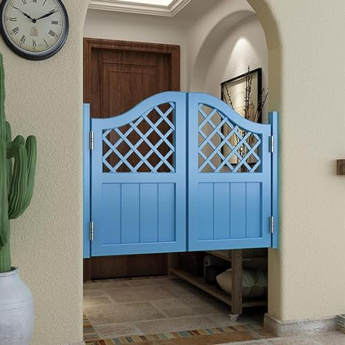 MOZ4dxy Cafe Swinging Doors,Solid Wood Half-Waist Door Indoor Partition Fence Gate,Auto Close Corridor Bar Kitchen Restaurant Emporium(W90h90)