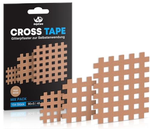 AnjoCare 154 Stück Gittertape, Stark haftendes Gitterpflaster zur Linderung von Muskel & Gelenkschmerzen, Wasserdichte Akupunkturpflaster für Triggerpunkt Therapie & Spannungslösung