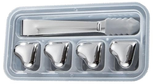 Piedras de hielo reutilizables | Bebida de bloque de hielo de metal reutilizable | en de corazón de acero inoxidable con tecnología de alta refrigeración para licores