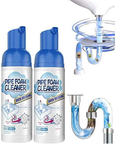 Detergente per scarico in schiuma, potente detergente per lavelli e scarichi per la pulizia di tubi di casa e cucina (2 pezzi)