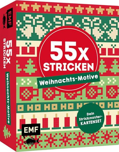 55 x stricken – Weihnachts-Motive: Deine Strickmustersammlung als Kartenset: 55 Karten mit weihnachtlichen Jacquard-Motiven zum Mitnehmen und Verschenken | Alle Grundlagen im praktischen Booklet
