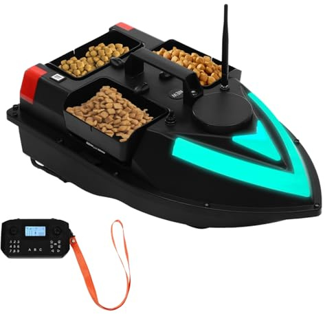 Charocean 500m Futterboot mit GPS Nachtangeln Fischköder Köderboot mit LED-Navigator-Licht, Fernbedienung Futterboote Bait Boat Ferngesteuertes Köderboot