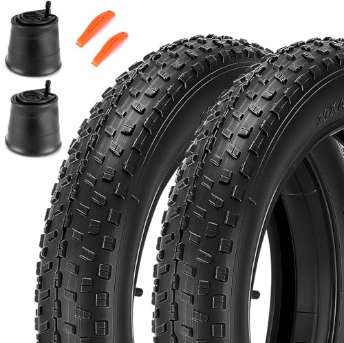 2 Pack 20x4.0 Fat Tire for Ebike and MTB, High-Performance 20 x 4 Fat Tires Set with 20x4 Tire Tube Puncture Proof, Heavy Duty 20x4 Bike Tires Durable All-Terrain