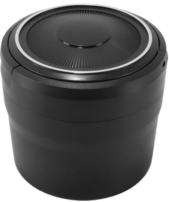 Gutol Cenicero para coche desmontable, fácil de limpiar, con luz autoextinguible, portavasos, color negro.
