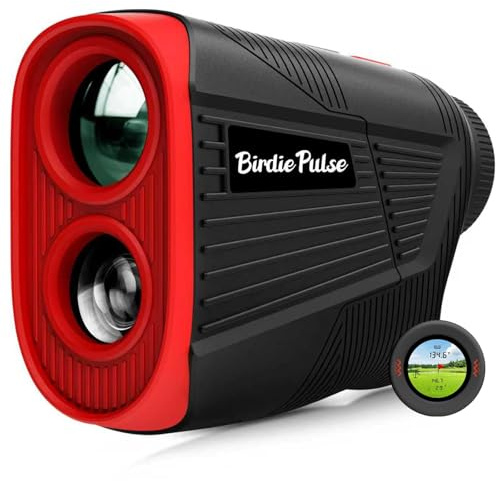 BirdiePulse Golf Rangefinder with Slope & Magnet，1300 Yards Range Finder for Golf，Flag Locking Vibration，6-6.5X Magnification & HD LCD，Rechargeable Golf Range Finder，Black