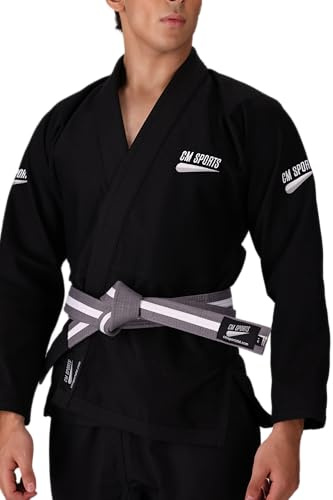 Premium Jiu-Jitsu Gi for Men– Lightweight 450 GSM Pearl-Weave BJJ Kimono, Durable Training & Competition Martial Arts Uniform, Mens BJJ Gi Set with Ripstop Pants (Black, A2L)