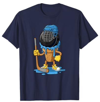 Cono de Goteo de Helado de Disco de Hockey, Divertido Jugador de Hockey niño Camiseta