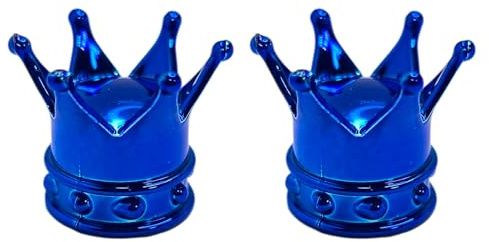 cyclingcolors 2x Cappucci delle valvole cappuccio tappi valvola forma di corona re e regina in plastica Schrader per pneumatici bici moto auto auto quad monopattino, blu